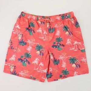 The Foundry Big & Tall Hula Girl Pattern Lined Swim Trunks Mens Size 3X